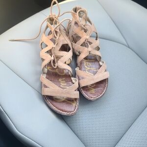 Sam Edelman Beige Lace-Up Sandals